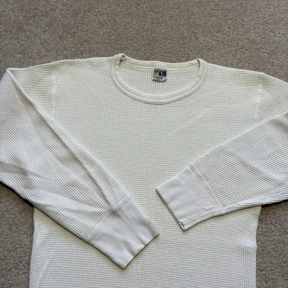 Vtg 70s Thermal Shirt Mens XL White Waffle Knit Long Sleeve USA NW Territory‎